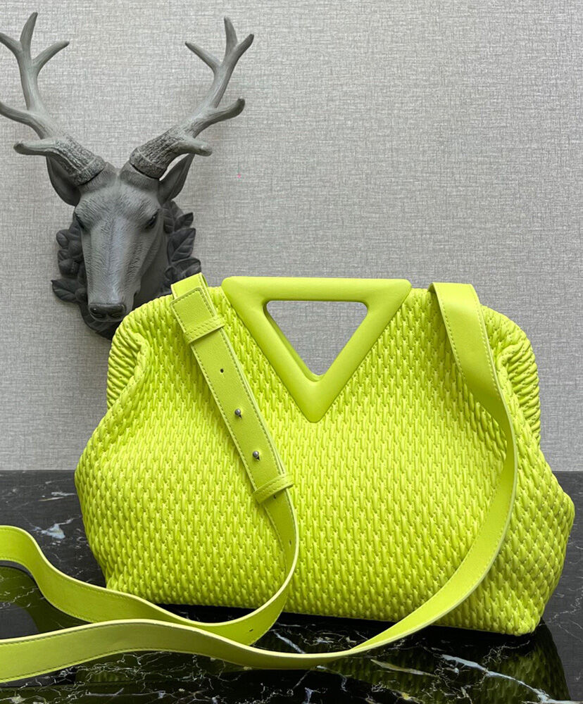 Bottega Veneta Point Lozenge Quilted Leather Top Handle Bag Light Green